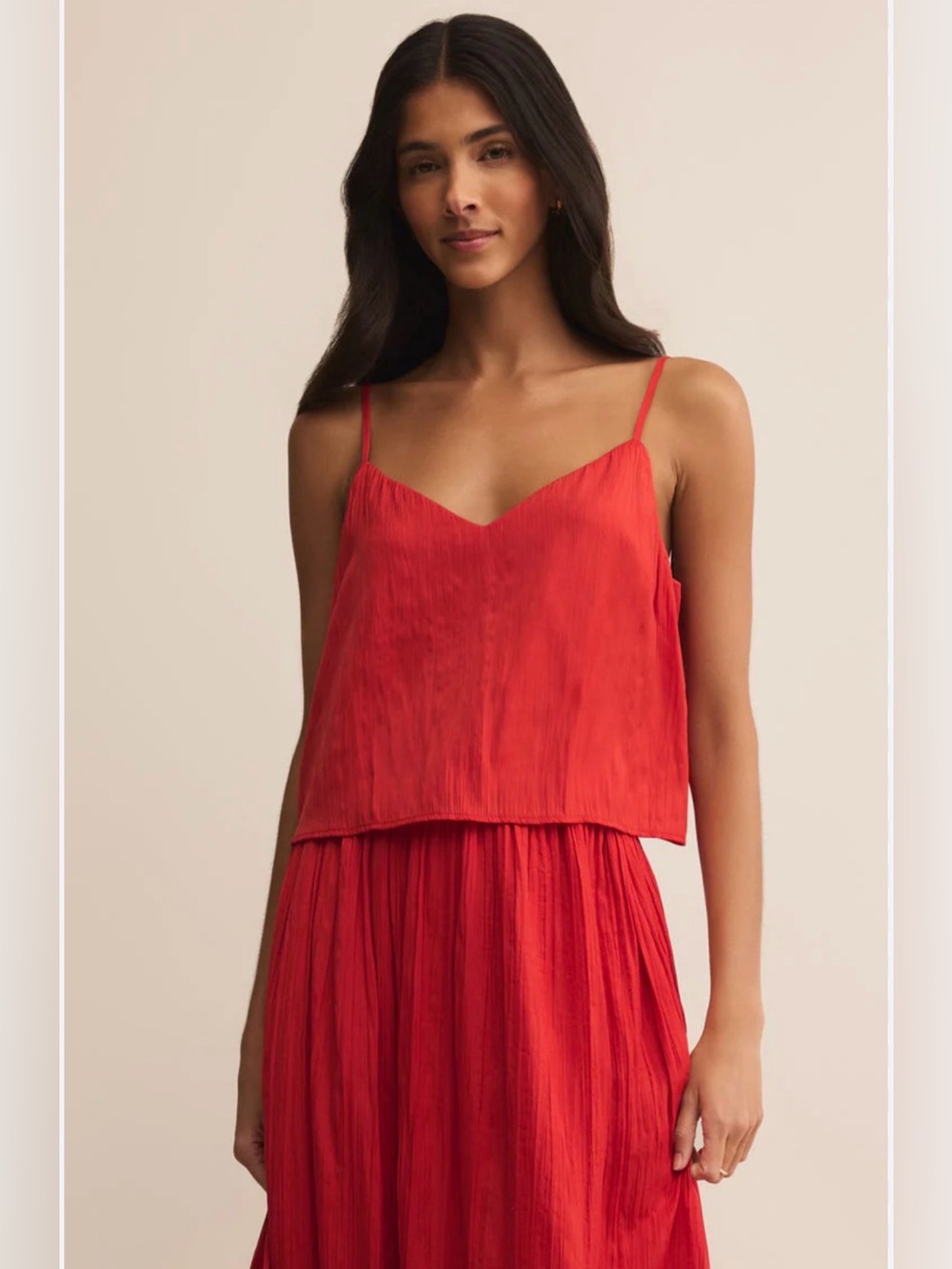 NWT Z Supply Fiore Crinkle Satin Tank in Cabana Red Size Large